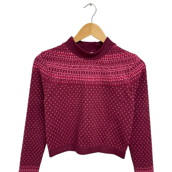 Fabletics women's cropped holly seamless long sleeve top merlot long size M - Picture 11 of 12